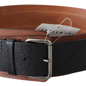 Costume National Elegant Leather Fashion Belt in Brown Black