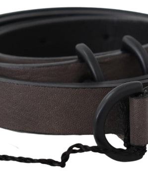 Costume National Brown Leather Skinny Round Buckle Belt Costume National 