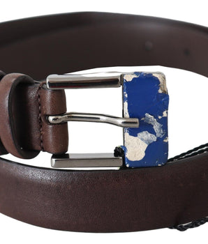 Costume National Brown Genuine Leather Silver Buckle Belt Costume National 