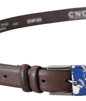 Costume National Brown Genuine Leather Silver Buckle Belt Costume National 