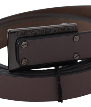Costume National Brown Leather Tactical Logo Buckle Dark Costume National 