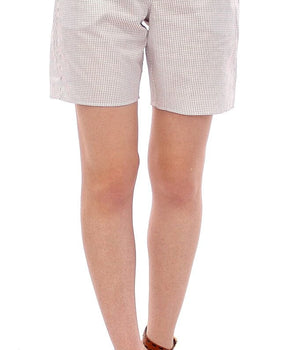 Andrea Incontri White Checkered Stretch Cotton Shorts Andrea Incontri 