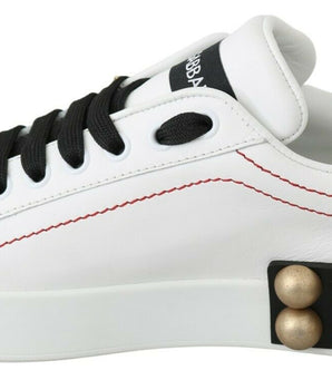 Dolce &amp; Gabbana Zapatillas deportivas de cuero con adornos florales y cristales