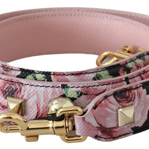 Dolce &amp; Gabbana Floral Gold Stud Leather Strap in Pink