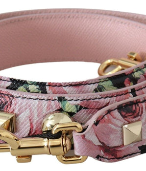 Dolce & Gabbana Pink Floral Gold Studs Bag Accessory Shoulder Strap Dolce & Gabbana 