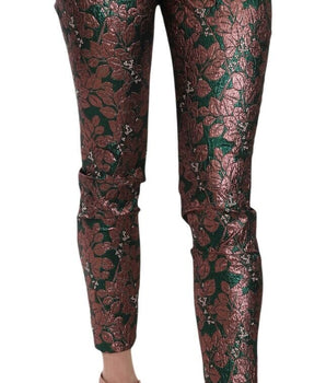 Dolce & Gabbana Multicolor Iridescent Brocade Jacquard Trousers Crop Pants Dolce & Gabbana 