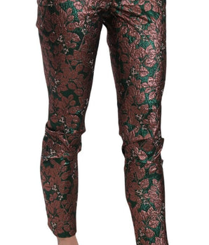 Dolce & Gabbana Multicolor Iridescent Brocade Jacquard Trousers Crop Pants Dolce & Gabbana 