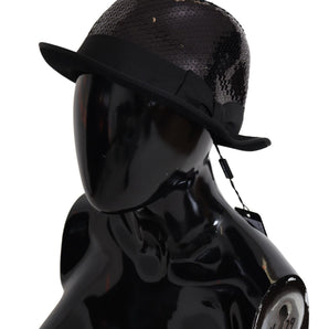 Dolce &amp; Gabbana Elegant Black Sequin Fedora Hat