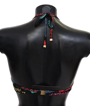 Dolce & Gabbana Black Corals Print Women Beachwear Bikini Tops