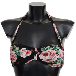 Dolce & Gabbana Elegant Black Floral Bikini Top