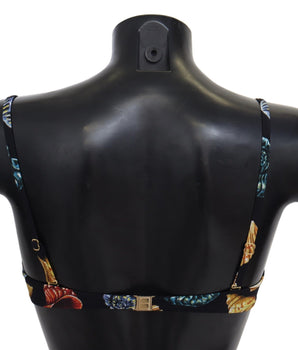 Dolce & Gabbana Black Seashells Print Women Swimwear Bikini Tops