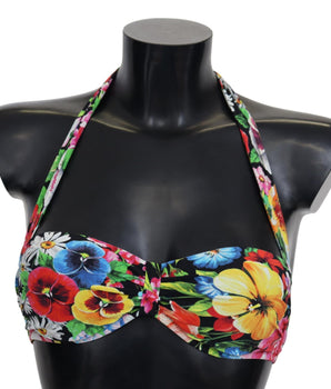 Dolce & Gabbana Multicolor Floral Print Swimwear Bikini Tops