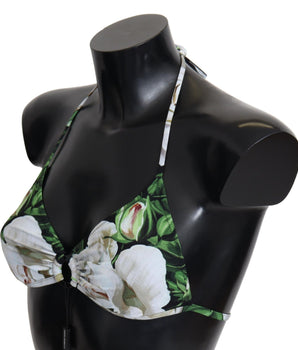 Dolce & Gabbana Multicolor Floral Print Halter Swimwear Bikini Top