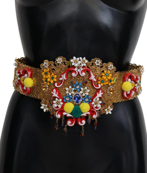 Dolce &amp; Gabbana Gold-Tone Floral Crystal Waist Belt