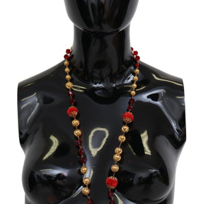 Dolce & Gabbana Elegant Red Crystal Gold-Plated Necklace