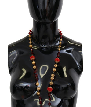 Dolce & Gabbana Elegant Red Crystal Gold-Plated Necklace Dolce & Gabbana 