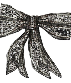 Dolce & Gabbana Silver Crystal Beaded Sequined Catwalk Necklace Bowtie Dolce & Gabbana 