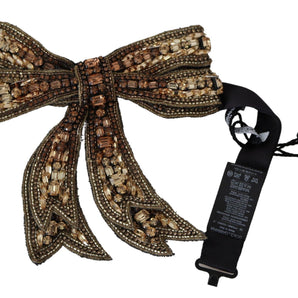 Dolce &amp; Gabbana Elegant Gold Silk Embellished Bowtie