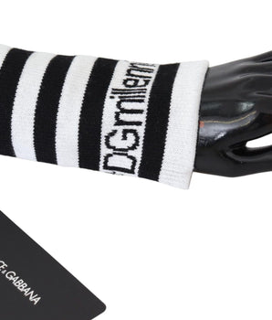 Dolce & Gabbana Elegant Black & White Wool Blend Wrist Wrap Dolce & Gabbana 