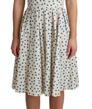 Dolce & Gabbana Elegant Beige Polka Dot A-Line Sleeveless Dress Dolce & Gabbana 