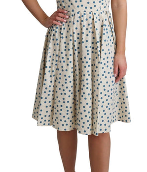 Dolce & Gabbana Elegant Beige Polka Dot A-Line Sleeveless Dress Dolce & Gabbana 