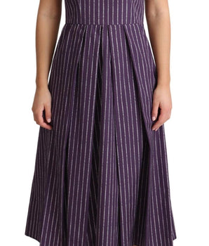 Dolce & Gabbana Elegant Sleeveless A-Line Purple Stripe Dress Dolce & Gabbana 