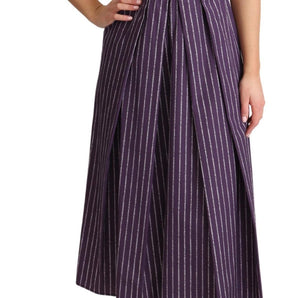 Dolce & Gabbana Elegant Sleeveless A-Line Purple Stripe Dress