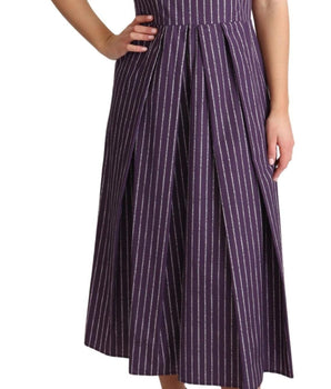 Dolce & Gabbana Elegant Sleeveless A-Line Purple Stripe Dress Dolce & Gabbana 