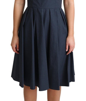 Dolce & Gabbana Elegant Polka-Dotted Blue A-Line Dress Dolce & Gabbana 