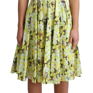 Dolce &amp; Gabbana Elegante vestido sin mangas con estampado floral amarillo