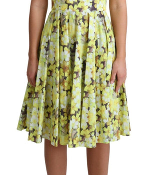 Dolce & Gabbana Elegant Yellow Floral A-Line Sleeveless Dress Dolce & Gabbana 