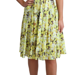 Dolce &amp; Gabbana Elegante vestido sin mangas con estampado floral amarillo