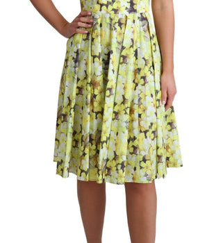 Dolce & Gabbana Elegant Yellow Floral A-Line Sleeveless Dress Dolce & Gabbana 