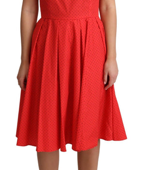 Dolce & Gabbana Red Polka Dotted Cotton A-Line  Dress