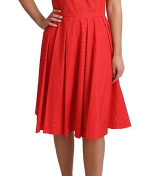 Dolce & Gabbana Red Polka Dotted Cotton A-Line  Dress