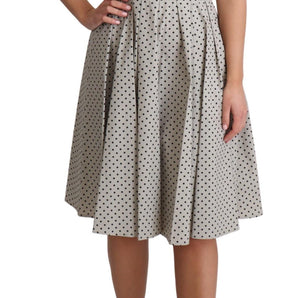 Dolce &amp; Gabbana Polka-Dotted Beige Sleeveless A-line Dress