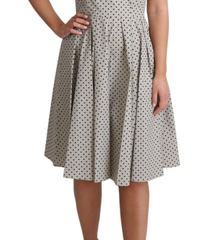 Dolce & Gabbana Polka-Dotted Beige Sleeveless A-line Dress Dolce & Gabbana 