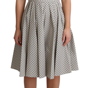 Dolce &amp; Gabbana Polka-Dotted Beige Sleeveless A-line Dress