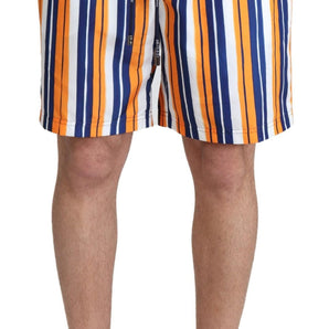 Dolce &amp; Gabbana Multicolor Striped Swim Shorts Trunks