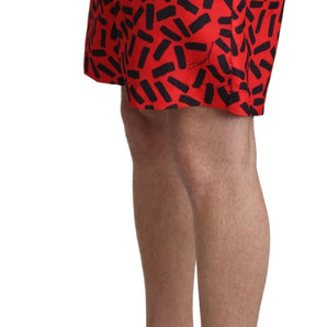 Dolce &amp; Gabbana Chic Red Swim Trunks Boxer Shorts