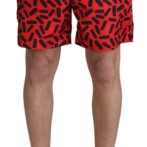 Dolce &amp; Gabbana Chic Red Swim Trunks Boxer Shorts