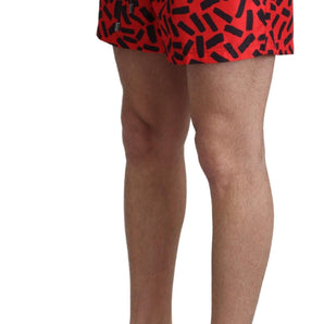 Dolce & Gabbana Radiant Red Drawstring Swim Trunks