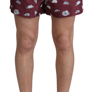 Dolce & Gabbana Maroon Elegance Men's Swimming Trunks