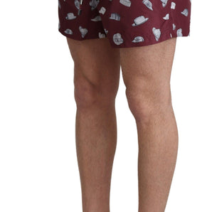 Dolce &amp; Gabbana Maroon Elegance Men's Swimming Trunks