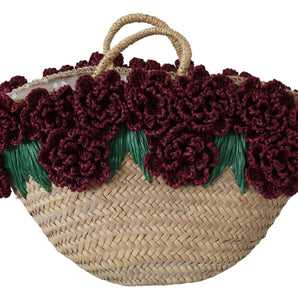 Dolce & Gabbana Chic Floral Straw Tote Elegance