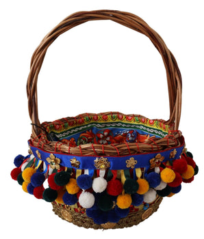 Dolce &amp; Gabbana Multicolor Cotton Embellished Agnese Basket Tote Bag