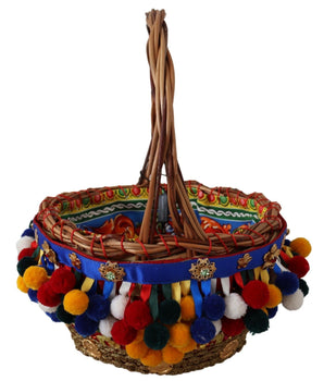 Dolce &amp; Gabbana Multicolor Cotton Embellished Agnese Basket Tote Bag