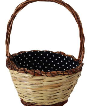 Dolce & Gabbana Chic Beige Wicker Basket Tote Bag Dolce & Gabbana 