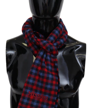 Missoni Chic Check Pattern Wool Scarf with Logo Embroidery Missoni 