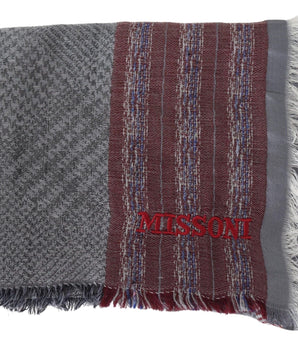 Missoni Elegant Wool Striped Logo Scarf Missoni 